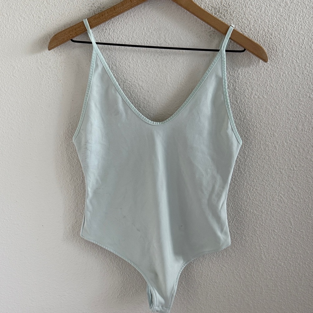 Free People Intimately Offline Bodysuit Scoop Back Nylon Spandex Light Blue S